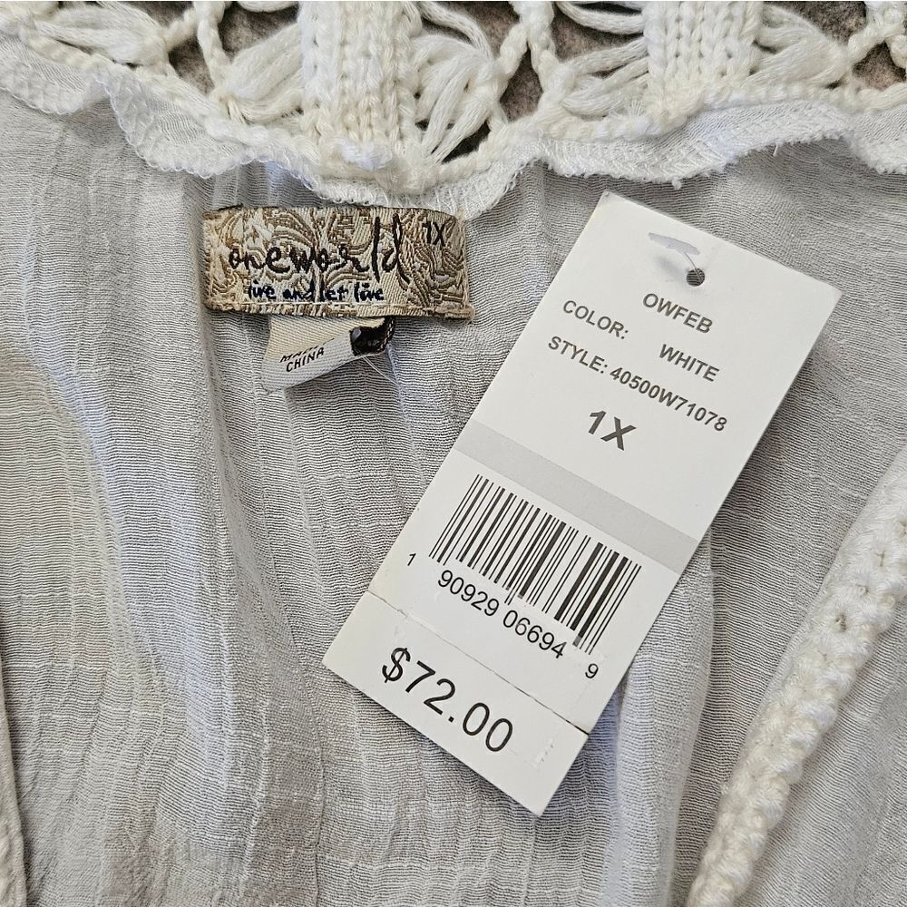 One World Sleeveless Open Front Boho Festival Fringe Shawl Cover Size 1x — image 8 of 8